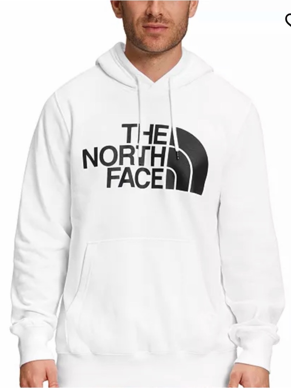North Face Men’s White Zip-Up Hoodie with Black Logo